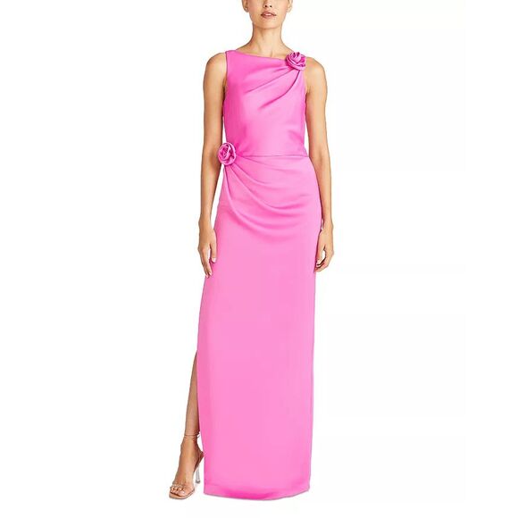 ML Monique Lhuillier Leela Crepe Long Dress Size US 10 $545 - Picture 1 of 9